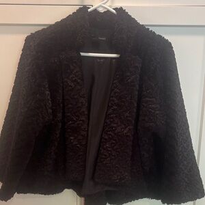 Tahari Elegant Black Teddy Jacket
